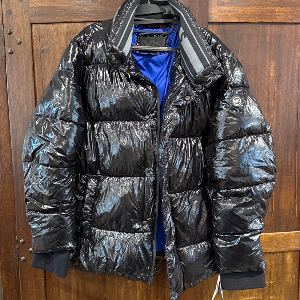 Michael Kors Glossy Black Puffer Coat
